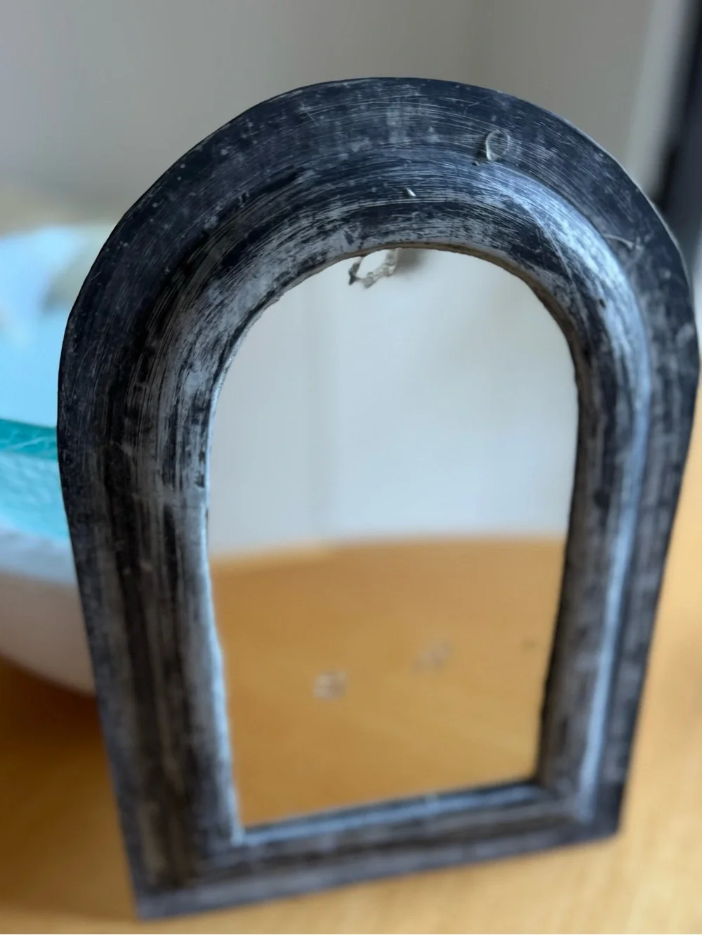 Distressed Black Arched mini Mirror 12X9 Home Wall Decor pier 1 imports brand